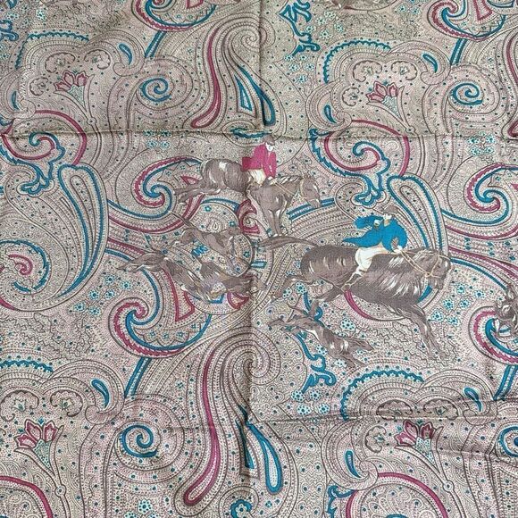 Vintage JH Collectibles Equestrian Horse Hunting theme rayon wool blend scarf - Picture 7 of 9